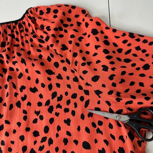 Avenue Tunic Top Size 14/16 Orange Black Animal Print Embroidered Fall - Picture 11 of 13